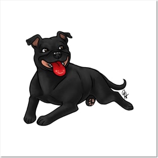 Dog - Staffordshire Bull Terrier - Black Posters and Art